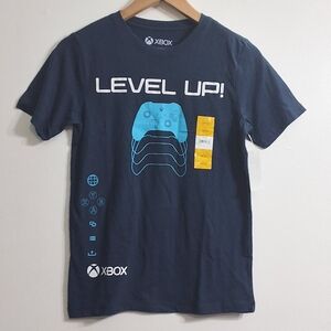NWT XBOX Level Up Boys Crewneck Short Sleeve Blue Graphic T-Shirt, Size L(10-12)